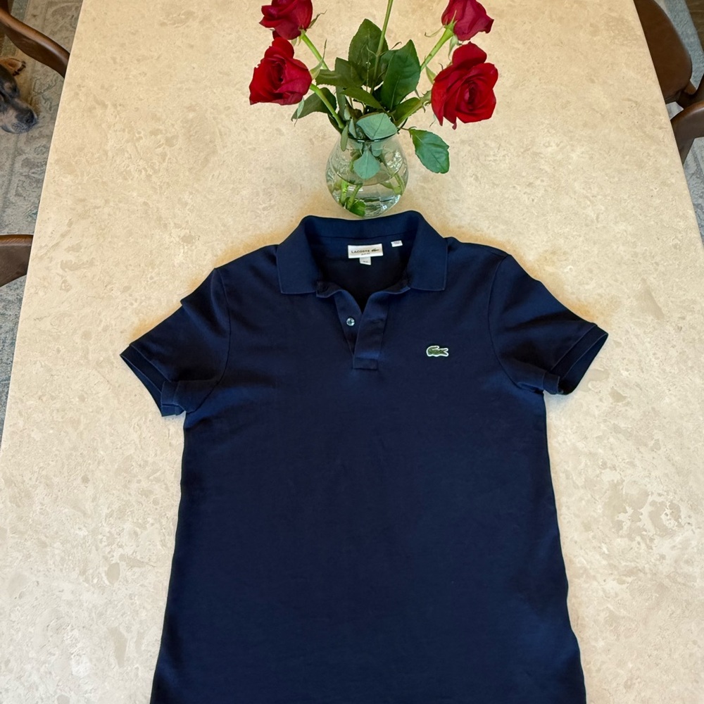 Lacoste Blue Polo Shirt Classic Short Sleeve Design